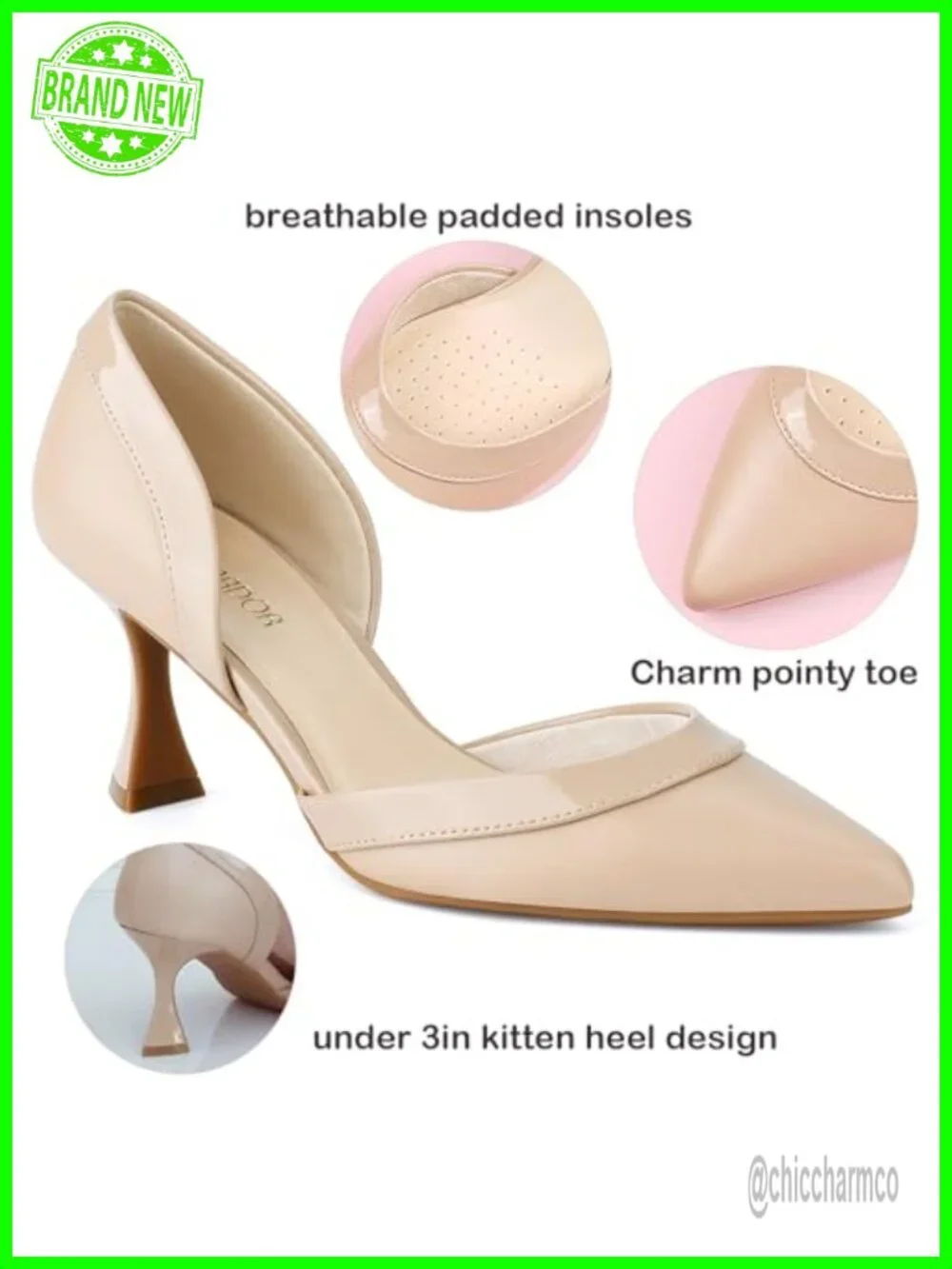 Low Heel Pointed Toe Kitten Heel Dress Pumps for Women - Comfortable Stiletto